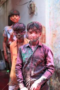 Holi in Vrindavan. Colors